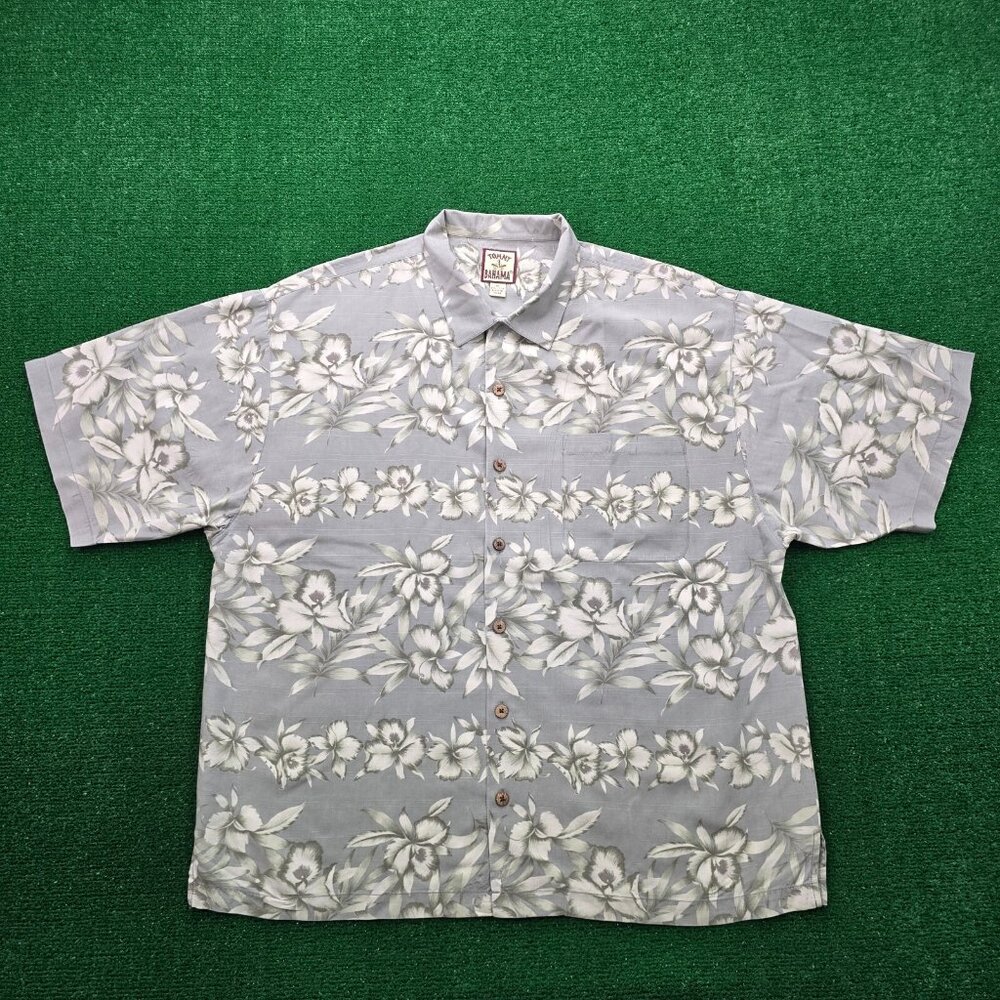 Tommy Bahama Shirt Mens XL/2XL Floral Vintage 100% Silk Button Up Hawaiian Beach